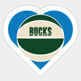 Heart Shaped Milwaukee Bucks Basketball Sticker